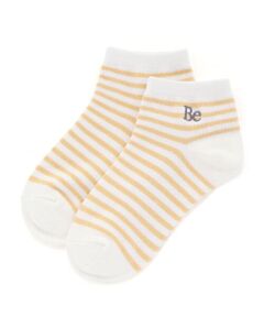 BeBe / べべ ソックス | 【抗菌防臭】ロゴ刺しゅうボーダーアンクルソックス(11~24cm)