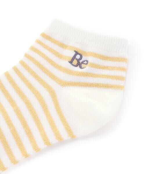 BeBe / べべ ソックス | 【抗菌防臭】ロゴ刺しゅうボーダーアンクルソックス(11~24cm) | 詳細1