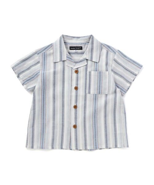 BeBe / べべ シャツ・ブラウス | 【お揃い】リネン調マルチストライプオープンカラー半袖シャツ(80~100cm) | 詳細4