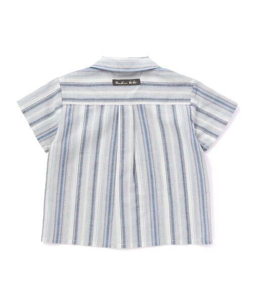 BeBe / べべ シャツ・ブラウス | 【お揃い】リネン調マルチストライプオープンカラー半袖シャツ(80~100cm) | 詳細5