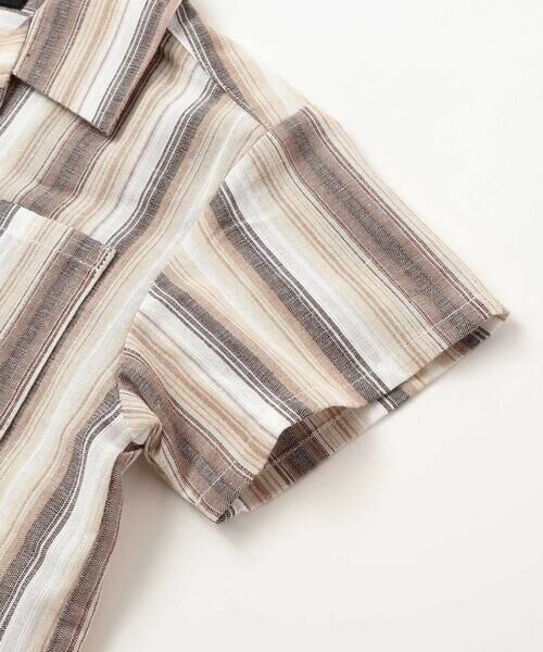 BeBe / べべ シャツ・ブラウス | 【お揃い】リネン調マルチストライプオープンカラー半袖シャツ(80~100cm) | 詳細10
