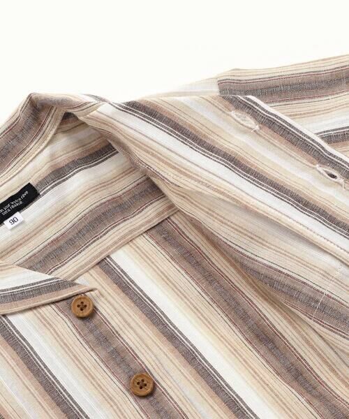 BeBe / べべ シャツ・ブラウス | 【お揃い】リネン調マルチストライプオープンカラー半袖シャツ(80~100cm) | 詳細12