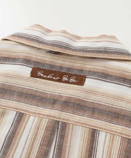 BeBe / べべ シャツ・ブラウス | 【お揃い】リネン調マルチストライプオープンカラー半袖シャツ(80~100cm) | 詳細13