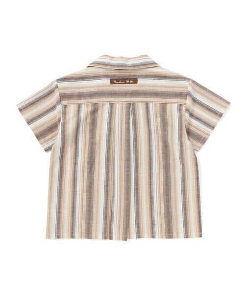 BeBe / べべ シャツ・ブラウス | 【お揃い】リネン調マルチストライプオープンカラー半袖シャツ(80~100cm) | 詳細7