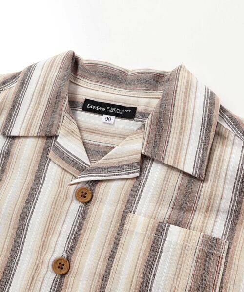 BeBe / べべ シャツ・ブラウス | 【お揃い】リネン調マルチストライプオープンカラー半袖シャツ(80~100cm) | 詳細8