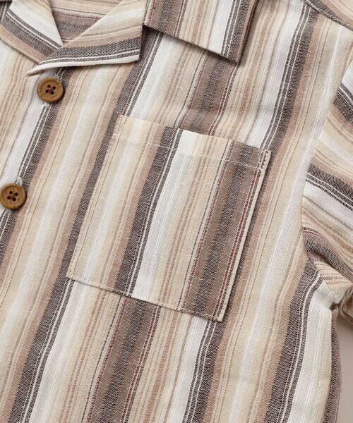 BeBe / べべ シャツ・ブラウス | 【お揃い】リネン調マルチストライプオープンカラー半袖シャツ(80~100cm) | 詳細9