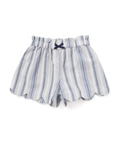 BeBe / べべ ショート・ハーフ・半端丈パンツ | 【お揃い】リネン調マルチストライプスカラップキュロットパンツ(80~100cm)