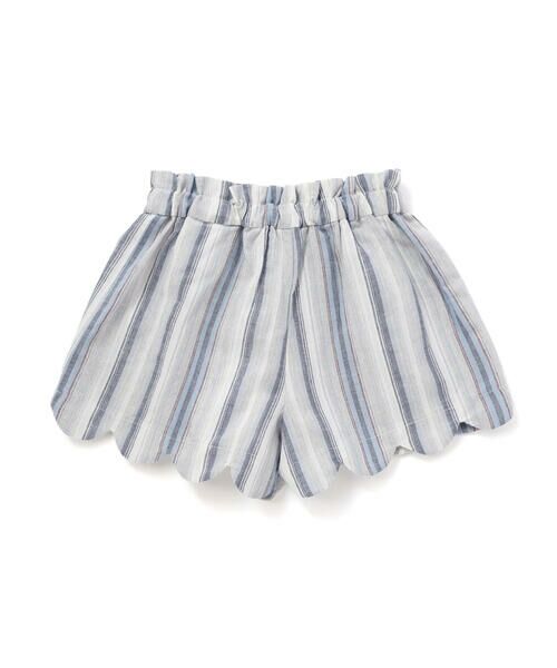 BeBe / べべ ショート・ハーフ・半端丈パンツ | 【お揃い】リネン調マルチストライプスカラップキュロットパンツ(80~100cm) | 詳細5