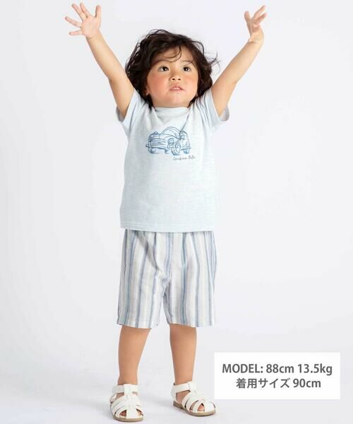 BeBe / べべ ショート・ハーフ・半端丈パンツ | 【お揃い】リネン調マルチストライプハーフパンツ(80~100cm) | 詳細1