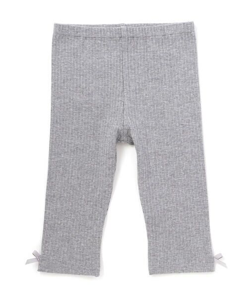 BeBe / べべ レギンス・スパッツ | リボン付き6分丈リブレギンス(80~110cm)（グレー）