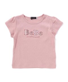 BeBe / べべ Tシャツ | ロゴパッチ刺しゅうレーシースムース半袖Tシャツ(80~100cm)