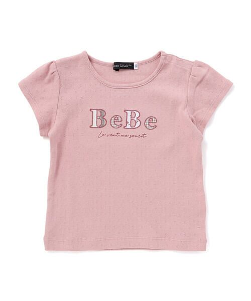 BeBe / べべ Tシャツ | ロゴパッチ刺しゅうレーシースムース半袖Tシャツ(80~100cm) | 詳細3