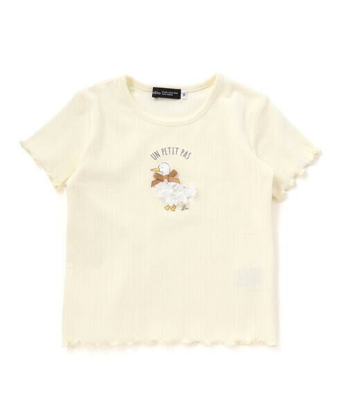 BeBe / べべ Tシャツ | アヒルモチーフメロウフリルスムース半袖Tシャツ(80~100cm)（イエロー）