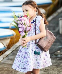 BeBe / べべ ミニ丈・ひざ丈ワンピース | 【お揃い】ジャルダンフルーリプリントサッカーフレアワンピース(90~150cm)