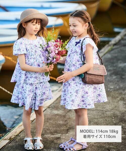 BeBe / べべ ミニ丈・ひざ丈ワンピース | 【お揃い】ジャルダンフルーリプリントサッカーフレアワンピース(90~150cm) | 詳細1