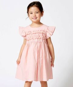 BeBe / べべ ミニ丈・ひざ丈ワンピース | ドットドビーフリルギャザーワンピース(90~140cm)