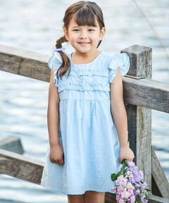 BeBe / べべ ミニ丈・ひざ丈ワンピース | ドットドビーフリルギャザーワンピース(90~140cm)