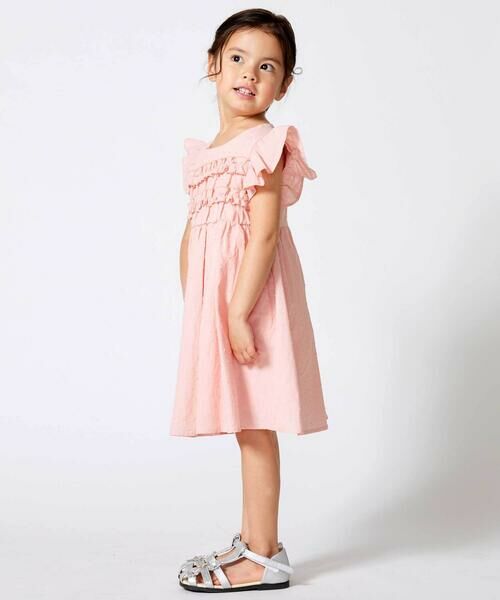 BeBe / べべ ミニ丈・ひざ丈ワンピース | ドットドビーフリルギャザーワンピース(90~140cm) | 詳細2