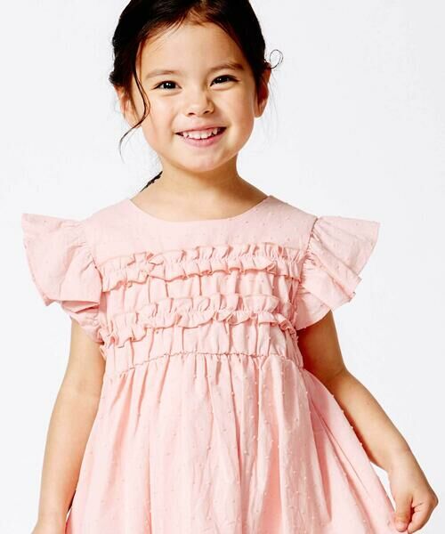 BeBe / べべ ミニ丈・ひざ丈ワンピース | ドットドビーフリルギャザーワンピース(90~140cm) | 詳細3