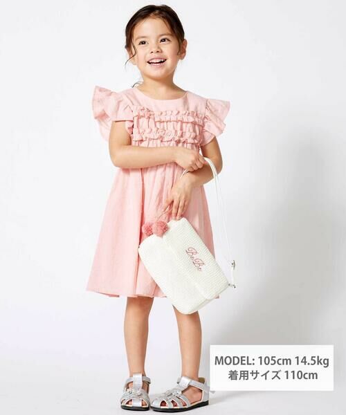 BeBe / べべ ミニ丈・ひざ丈ワンピース | ドットドビーフリルギャザーワンピース(90~140cm) | 詳細4