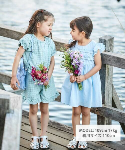 BeBe / べべ ミニ丈・ひざ丈ワンピース | ドットドビーフリルギャザーワンピース(90~140cm) | 詳細7