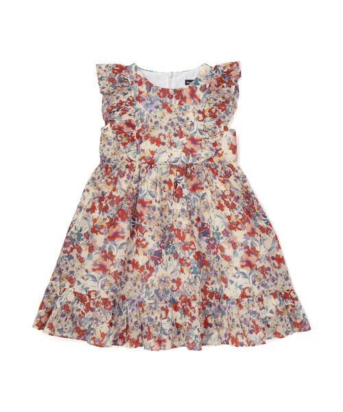 BeBe / べべ ミニ丈・ひざ丈ワンピース | 【お揃い】【DEVEAUX】ローンフラワープリントフリルワンピース(90~140cm) | 詳細4