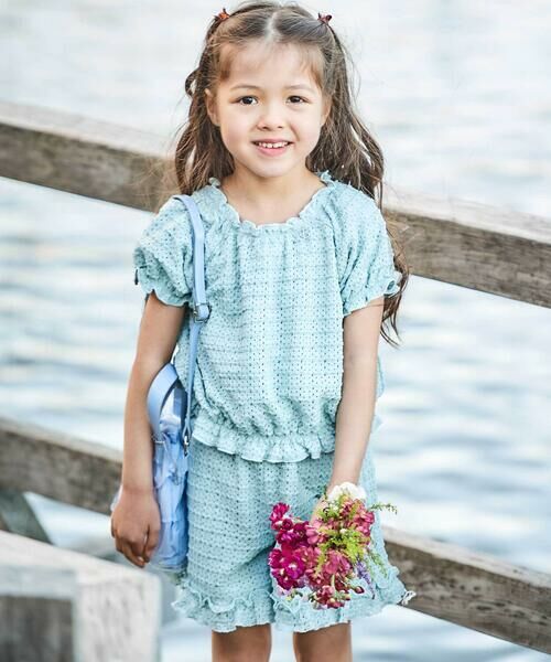 BeBe / べべ Tシャツ | (キャミソール付き)ストレッチレースフリルセットアップ(90~140cm)（グリーン）