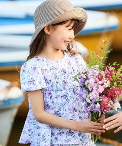 BeBe / べべ シャツ・ブラウス | 【お揃い】ジャルダンフルーリプリントサッカーシャーリングブラウス(90~150cm)