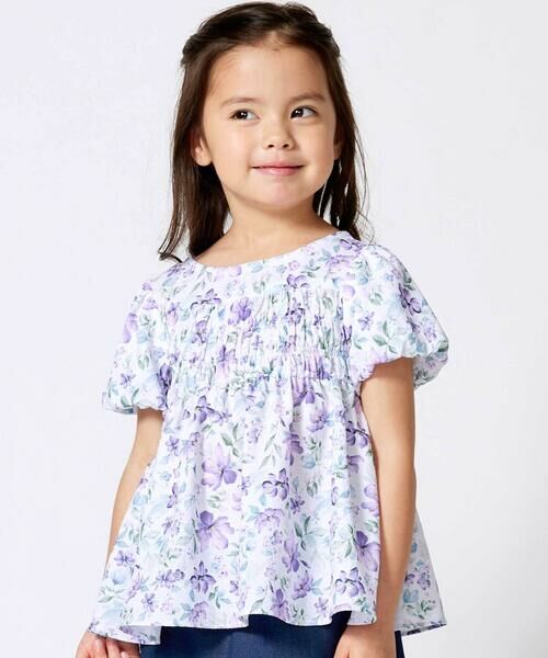 BeBe / べべ シャツ・ブラウス | 【お揃い】ジャルダンフルーリプリントサッカーシャーリングブラウス(90~150cm) | 詳細5