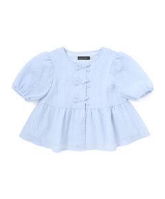 BeBe / べべ シャツ・ブラウス | フロント3連リボンペプラムブラウス(100~150cm)