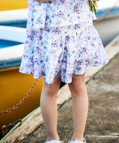 BeBe / べべ ショート・ハーフ・半端丈パンツ | 【お揃い】ジャルダンフルーリプリントサッカーキュロットパンツ(90~150cm)