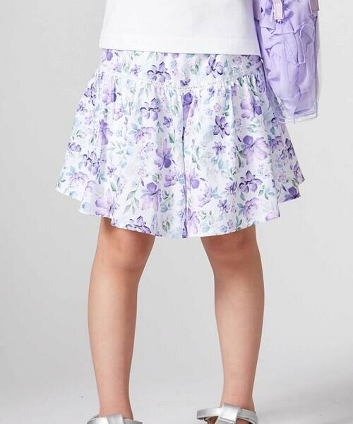 BeBe / べべ ショート・ハーフ・半端丈パンツ | 【お揃い】ジャルダンフルーリプリントサッカーキュロットパンツ(90~150cm) | 詳細5