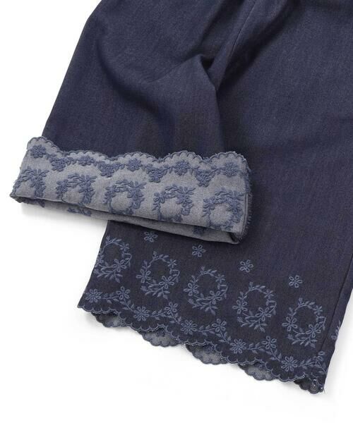 BeBe / べべ ショート・ハーフ・半端丈パンツ | シャンブレー裾スカラップ刺しゅう6分丈ワイドパンツ(90~160cm) | 詳細8