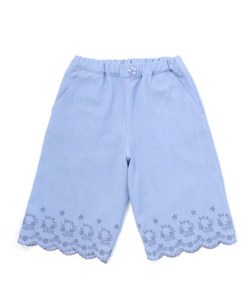 BeBe / べべ ショート・ハーフ・半端丈パンツ | シャンブレー裾スカラップ刺しゅう6分丈ワイドパンツ(90~160cm) | 詳細13