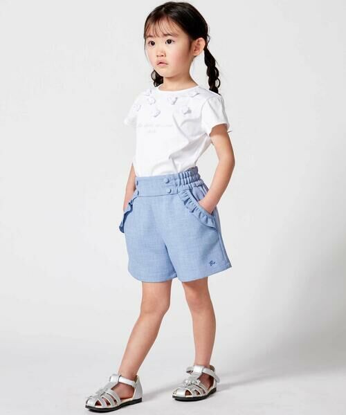 BeBe / べべ ショート・ハーフ・半端丈パンツ | リネン調キャンバスポケットフリルショートパンツ(90~160cm) | 詳細1