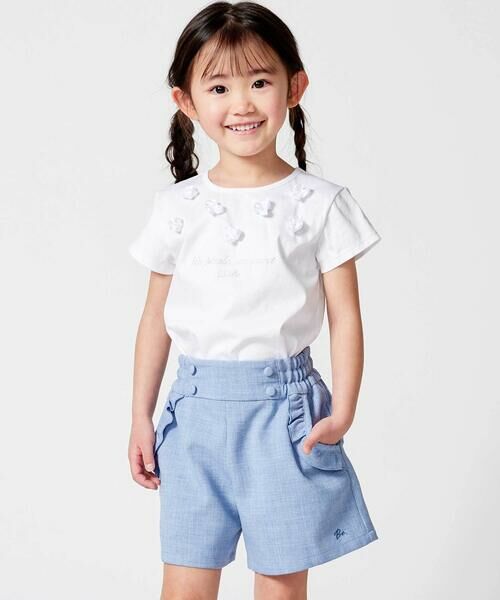 BeBe / べべ ショート・ハーフ・半端丈パンツ | リネン調キャンバスポケットフリルショートパンツ(90~160cm) | 詳細2