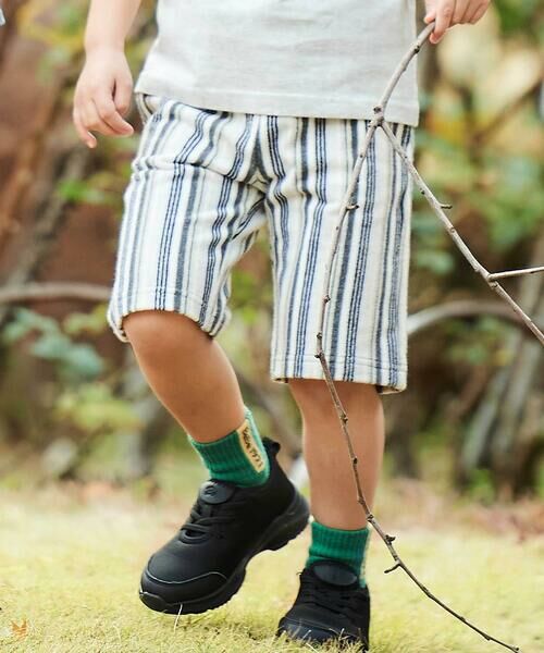 BeBe / べべ ショート・ハーフ・半端丈パンツ | パイルランダムストライプハーフパンツ(80~150cm)（ブラック系）