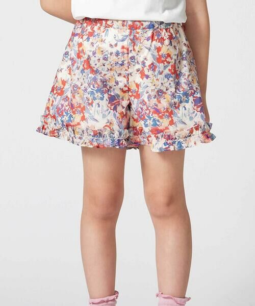 BeBe / べべ ショート・ハーフ・半端丈パンツ | 【お揃い】【DEVEAUX】ローンフラワープリントフリルショートパンツ(90~140cm)（レッド系）