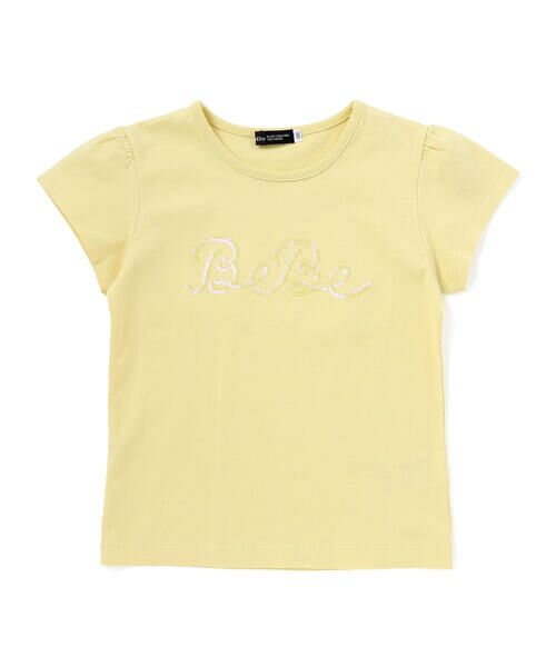 BeBe / べべ Tシャツ | クリアスパンコールロゴ天竺半袖Tシャツ(100~150cm)（イエロー）