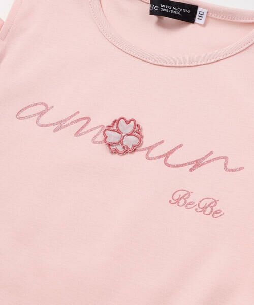 BeBe / べべ Tシャツ | アムールフラワーモチーフ肩開き2wayシフォン袖ポンチTシャツ(90~160cm) | 詳細4