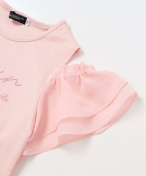 BeBe / べべ Tシャツ | アムールフラワーモチーフ肩開き2wayシフォン袖ポンチTシャツ(90~160cm) | 詳細6