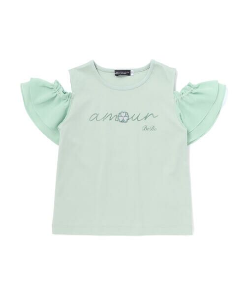 BeBe / べべ Tシャツ | アムールフラワーモチーフ肩開き2wayシフォン袖ポンチTシャツ(90~160cm) | 詳細14