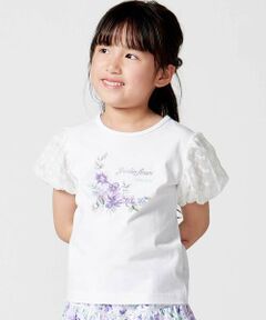 BeBe / べべ Tシャツ | ジャルダンフルーリプリントレースバルーンスリーブ天竺Tシャツ(80~150cm)