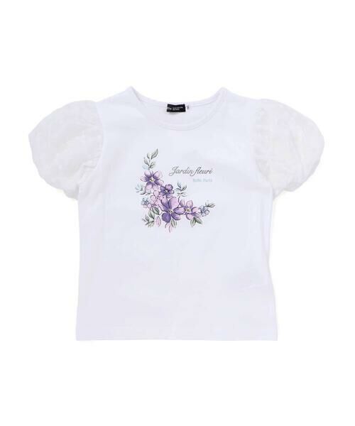BeBe / べべ Tシャツ | ジャルダンフルーリプリントレースバルーンスリーブ天竺Tシャツ(80~150cm) | 詳細3
