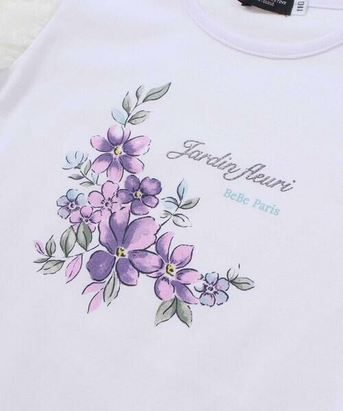 BeBe / べべ Tシャツ | ジャルダンフルーリプリントレースバルーンスリーブ天竺Tシャツ(80~150cm) | 詳細6