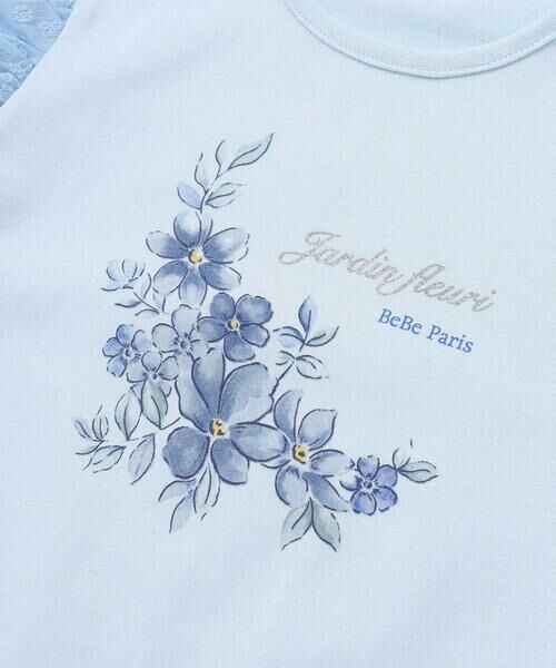 BeBe / べべ Tシャツ | ジャルダンフルーリプリントレースバルーンスリーブ天竺Tシャツ(80~150cm) | 詳細12