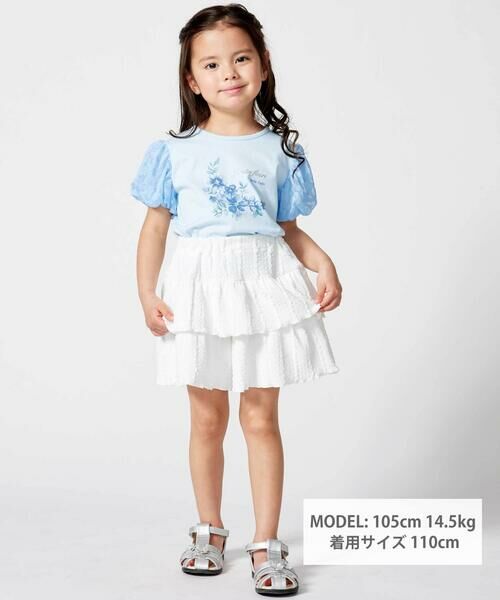 BeBe / べべ Tシャツ | ジャルダンフルーリプリントレースバルーンスリーブ天竺Tシャツ(80~150cm) | 詳細7