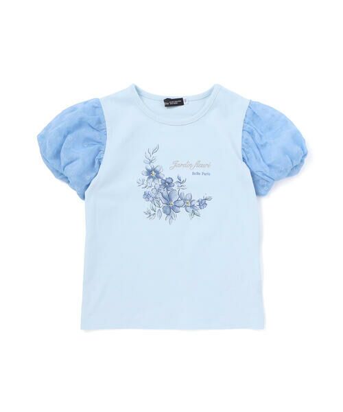BeBe / べべ Tシャツ | ジャルダンフルーリプリントレースバルーンスリーブ天竺Tシャツ(80~150cm) | 詳細9