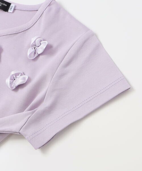 BeBe / べべ Tシャツ | サテンフラワーモチーフポンチ半袖Tシャツ(100~160cm) | 詳細13