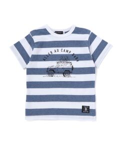 BeBe / べべ Tシャツ | ボーダーキャンピングカープリント杢天竺半袖Tシャツ(80~150cm)